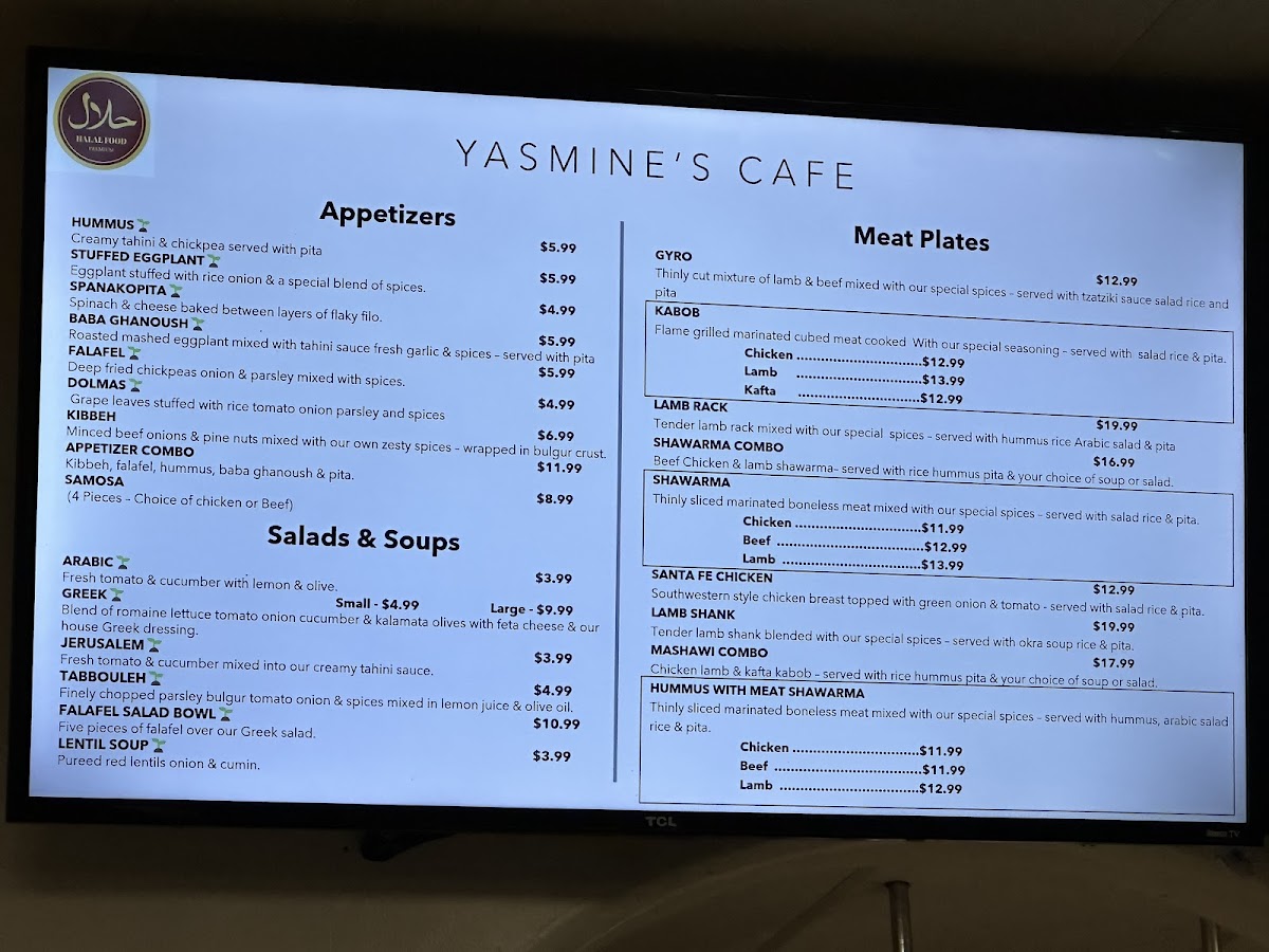 Yasmine's cafe Menu - Image 1